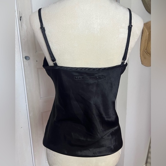 ENZA COSTA SZ MED BLACK RAYON SATIN CAMI ADJUSTABLE STRAPS FEMININE DRESSY - Picture 2 of 8